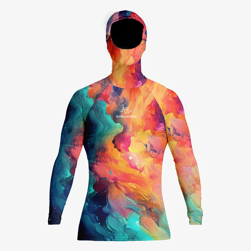 

Diving T-Shirts Tight Rash Guard UPF Surfing Hoodies Fitness Wear Swimming Men Lycra Swimwear Summer UV Hood Beach Floatsuit Top