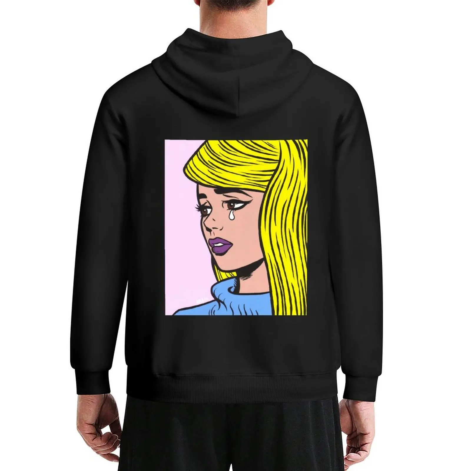 

Blonde Turtleneck Crying Comic Girl Hoodie japanese style fashion men aesthetic clothing oversized hoodie