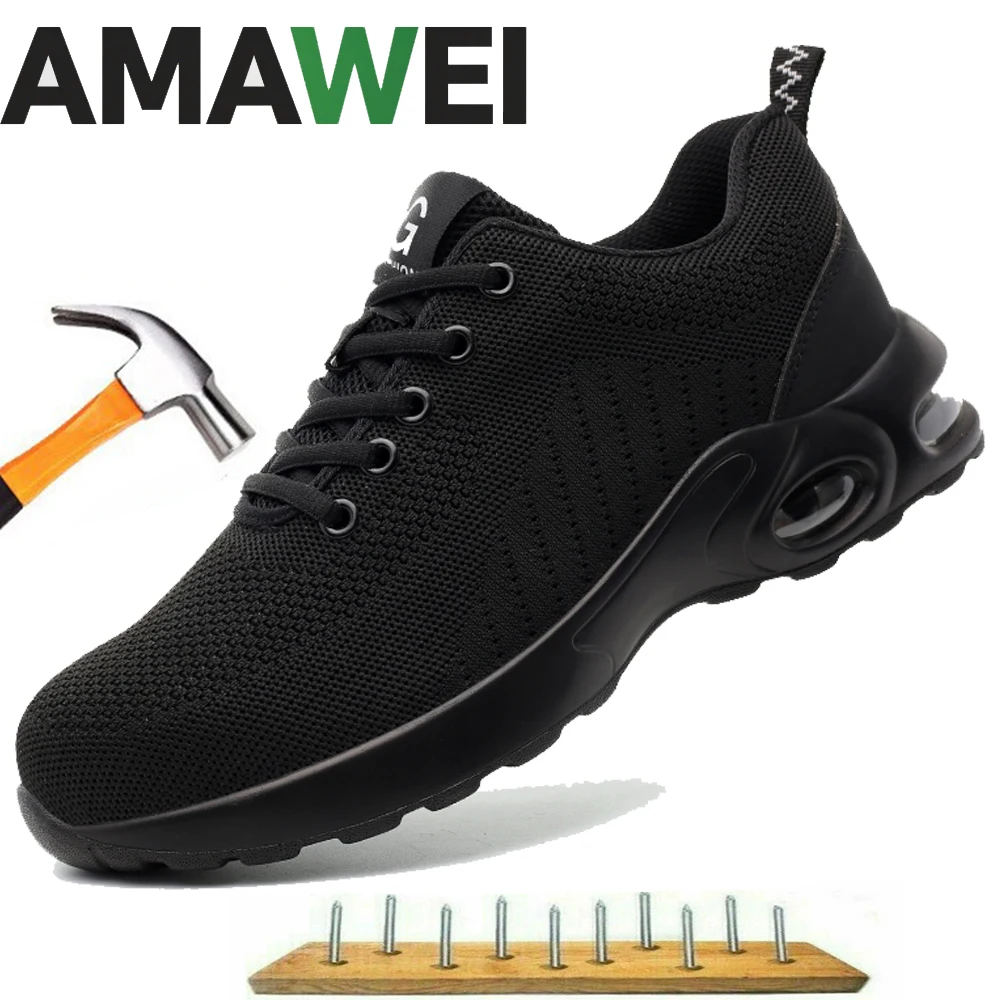 

Антистатическая дышащая защитная обувь, мужские ботинки со стальным носком, удобная мягкая нескользящая рабочая обувь для ковки мастерской