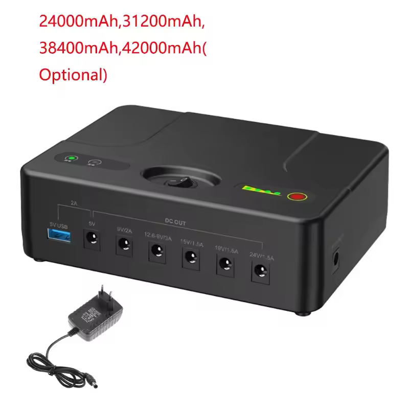 Fuente alimentación MINI UPS 24000mAh/31200mAh/38400mAh/42000mAh respaldo batería para dispositivos red con tiempos
