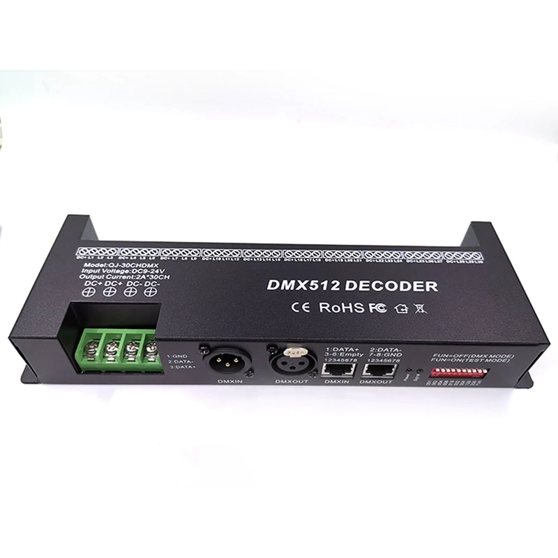 2X 30 Channel RGB DMX512 Decoder LED Strip Controller 60A DMX Dimmer PWM Driver Input DC9-24V 30CH