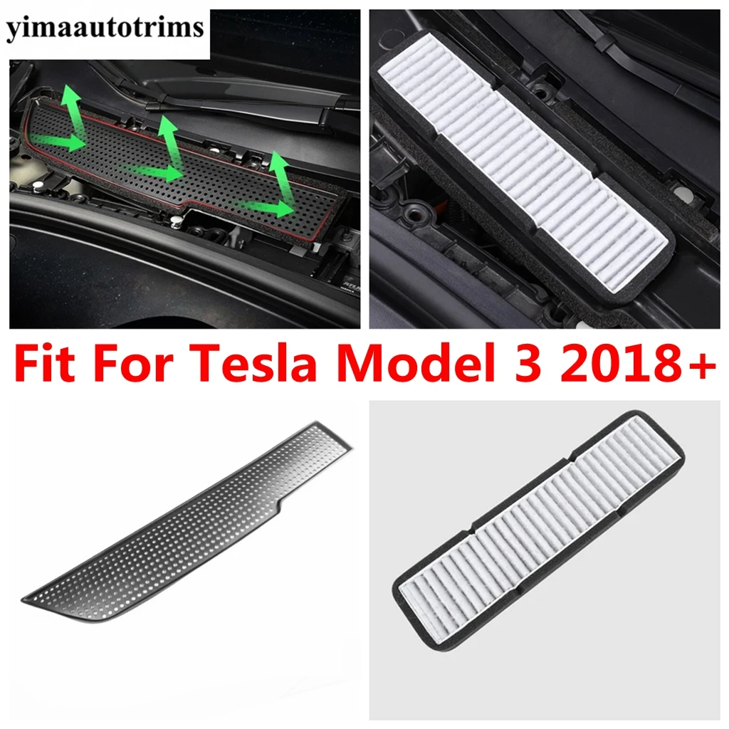 

Car Engine Hood Air Inlet Filter Protection Panel Flow Vent Anti-blocking Cover Trim Accessories For Tesla Model 3 2018 - 2021