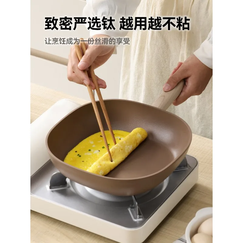 Titanium Non-Stick Frying Pan, Flat Skillet for Egg Pancake Steak, Fit Induction Cooker & Gas Stove