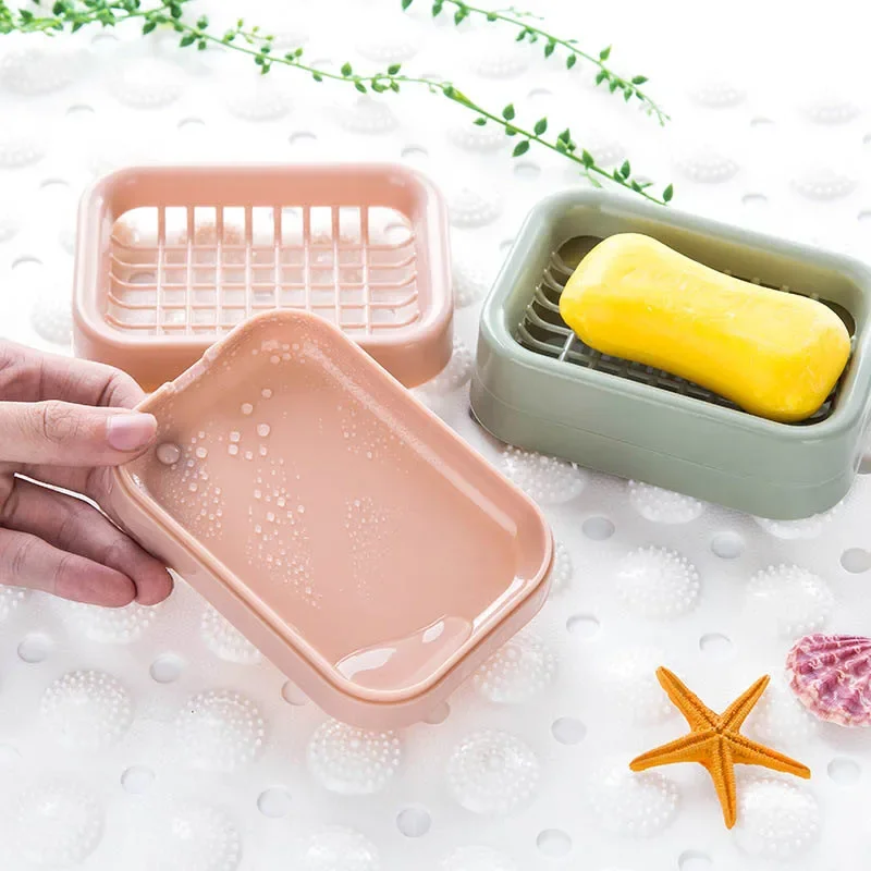 Portable Soap Holder Double-layer Plastic Shower Soap Dishes Non-slip Draining Tools Drainage Soap Box Bath Bathroom Accessories