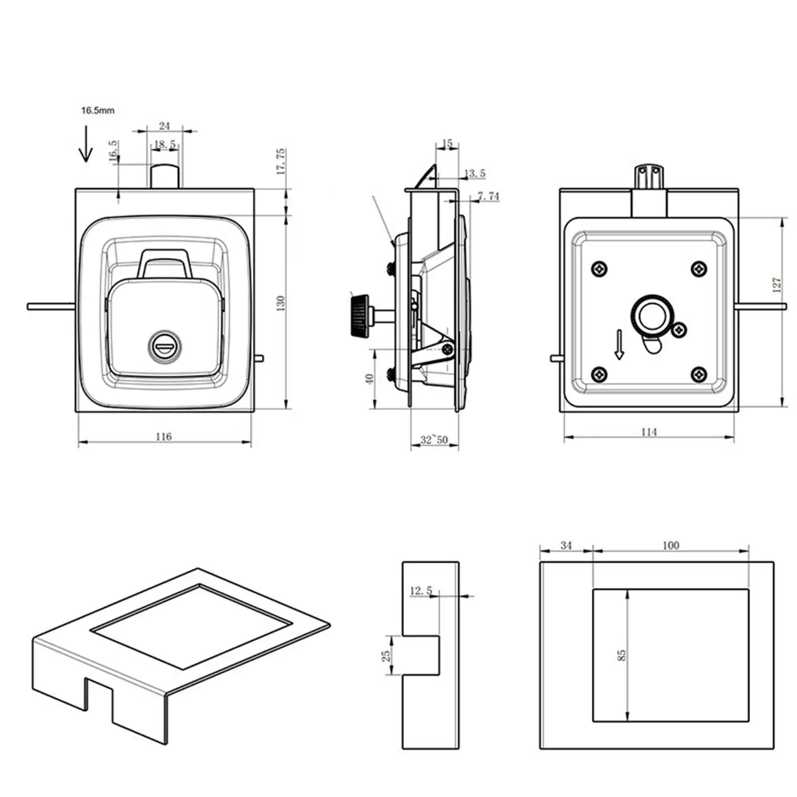 

Замок-защелка из цинкового сплава для входной двери автодома/фургона/грузового прицепа