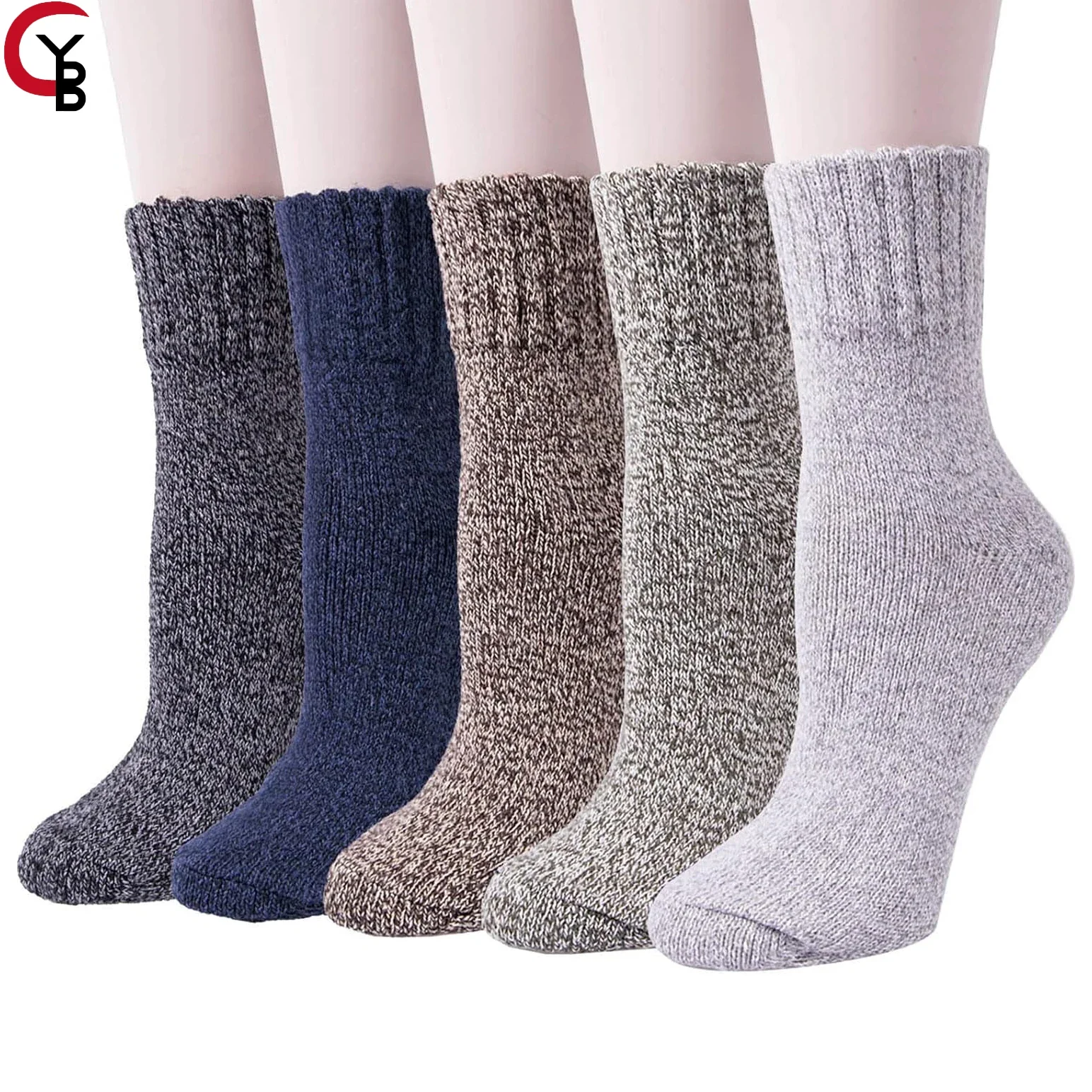 5 Pairs Womens Winter Warm Socks Thick Knit Cabin Cozy Crew Soft Socks Gifts