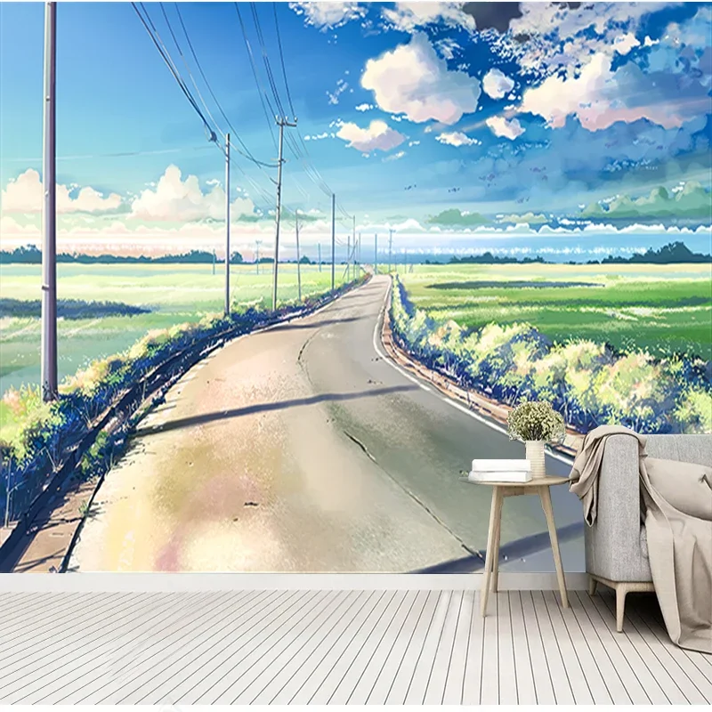 

Custom 3D Waterproof Wallpaper Modern Anime Road Scenery Mural Wall Sticker Living Room TV Background Home Decorative Wall Cloth