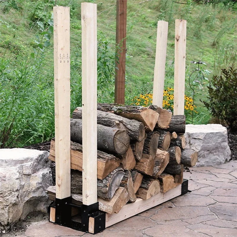 ABNL Firewood Log Rack Bracket Kit - Adjustable To Any Length - Closed-End Design - 2 Pieces Of Brackets Easy To Use