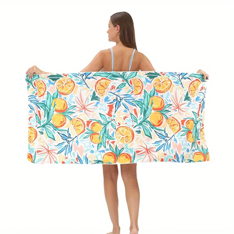 

Beach Towel Fruit Floral Beach Towel Patterned Sunscreen And Windproof Suitable For Swimming Pool Camping Travel Blanket