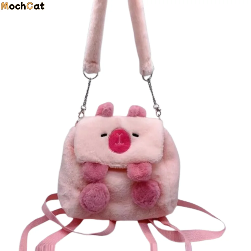 

Простая сумка через плечо Kawaii Capybara с мультяшными животными, большой вместительный плюшевый рюкзак с плюшевым медведем, мягкая мультяшная сумка на плечо для девочек