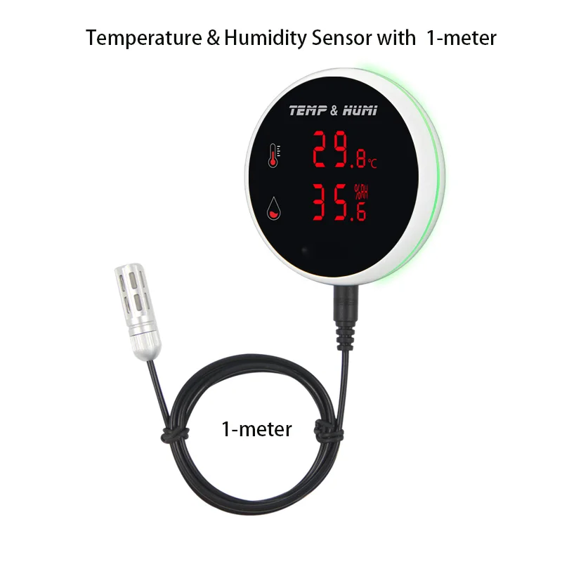 Tuya Zigbee/WIFI Temperature and Humidity Sensor with External Cable 1m/3m App Remote Monitoring Thermometer Thermostat