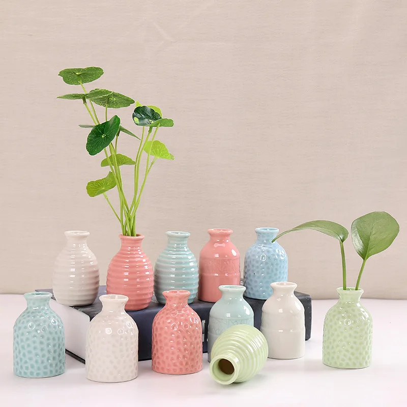 5Pcs/Lot Mini Flower Vase Ceramic Delicate Office Desktop Table Decoration Wedding Ornament Nordic 5*3*8cm