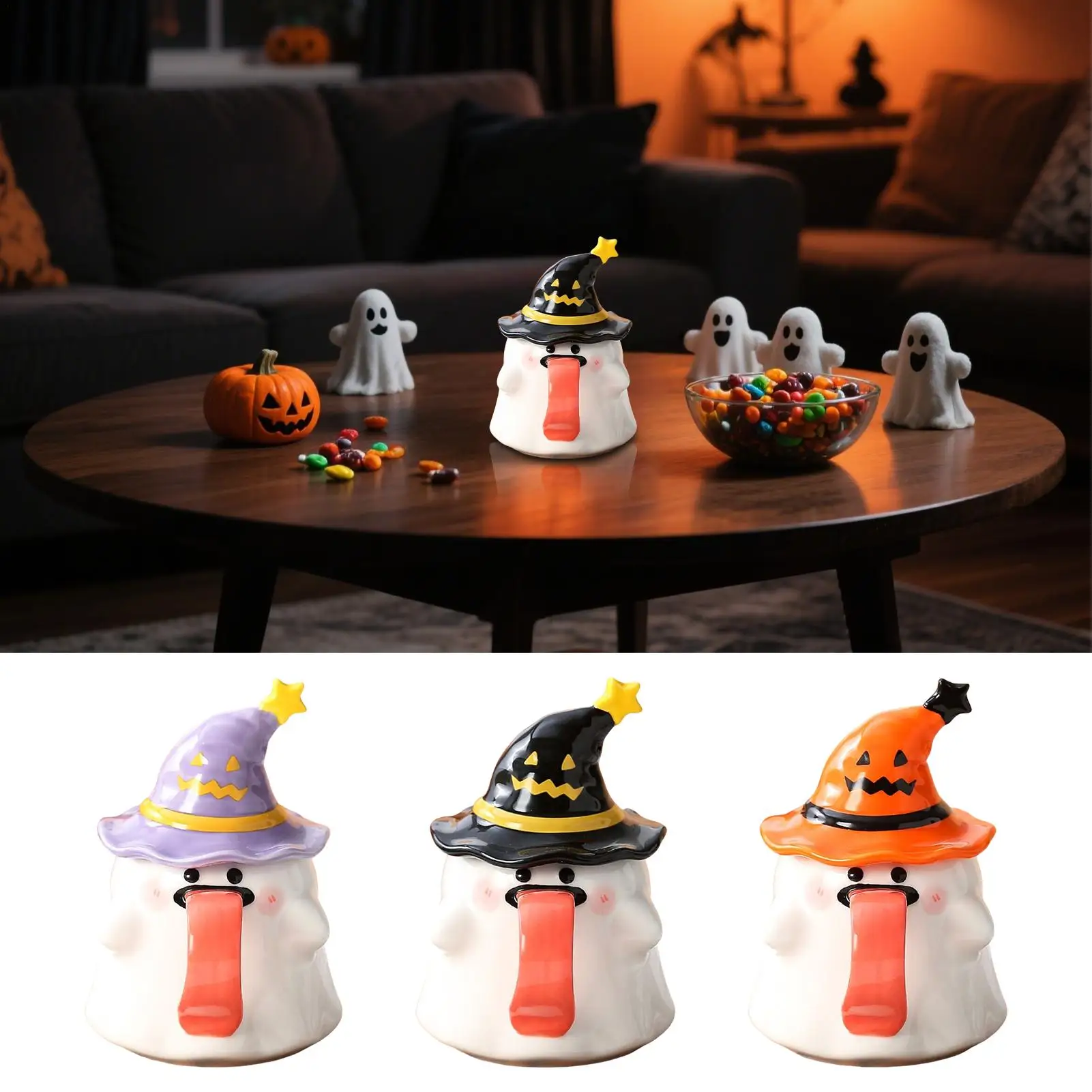 

Cute Ghost Water Cup 450ML Creative Ghost Ceramic Mug Afternoon Tea Coffee Cup Milk Mug Household Drinking Halloween Gift