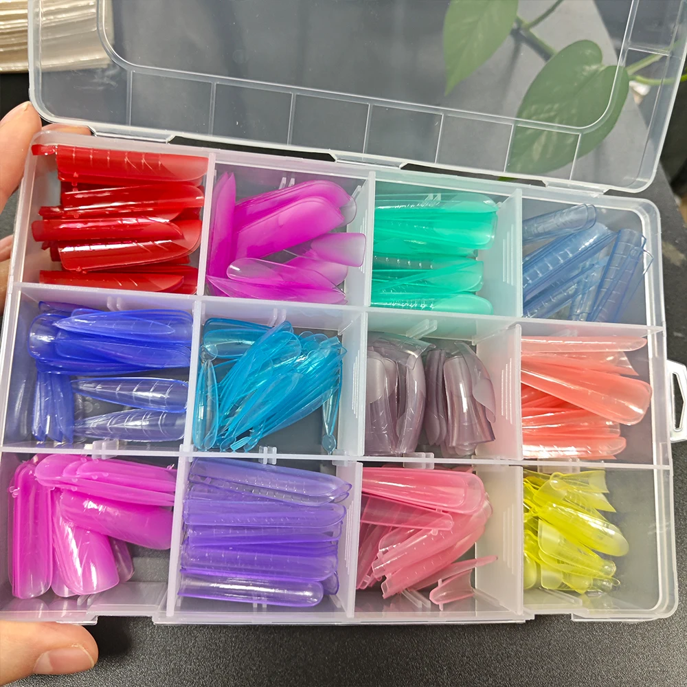 288 szt. Kolorowe Formy do Paznokci Wielokrotnego Użytku, Sztuczne Paznokcie, Żel UV, Szybkie Budowanie, Forma Kwadratowa, Trumienka, Migdał, Forma do Przedłużania Paznokci