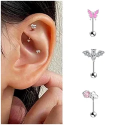 Geometric earring piercing jewelry stainless steel drip oil butterfly earring nail