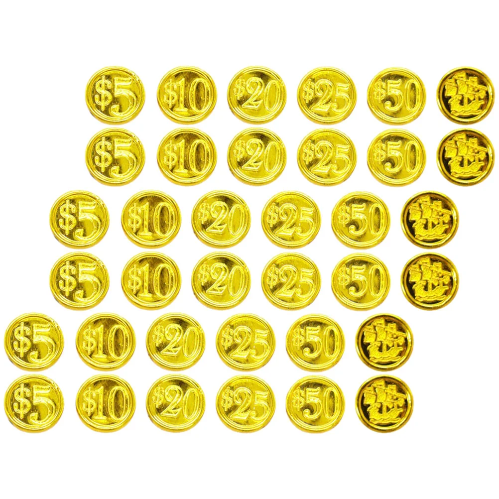 48 Pcs Pirate Gold Coin Toy Fake Coins Reusable Compact Party Accessory Ship Daily Use Gaming