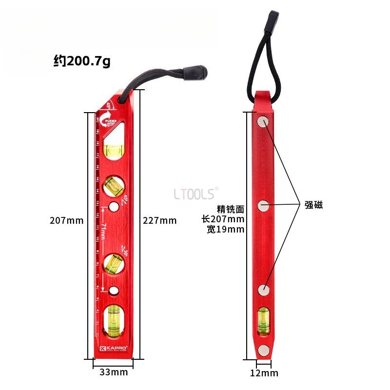 Professional Spirit Level Bubble Level 30° 45° 90° 180°  Angle Finder Protractor Accurate Aluminum Alloy Horizontal Scale Ruler