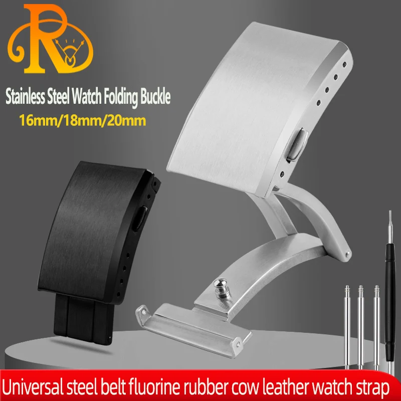 16/18/20mm Zapięcie do zegarka ze stali nierdzewnej Składana klamra z zabezpieczeniem Premium Mężczyźni Kobiety Metalowa klamra do zegarka do paska Breitling Zapięcie