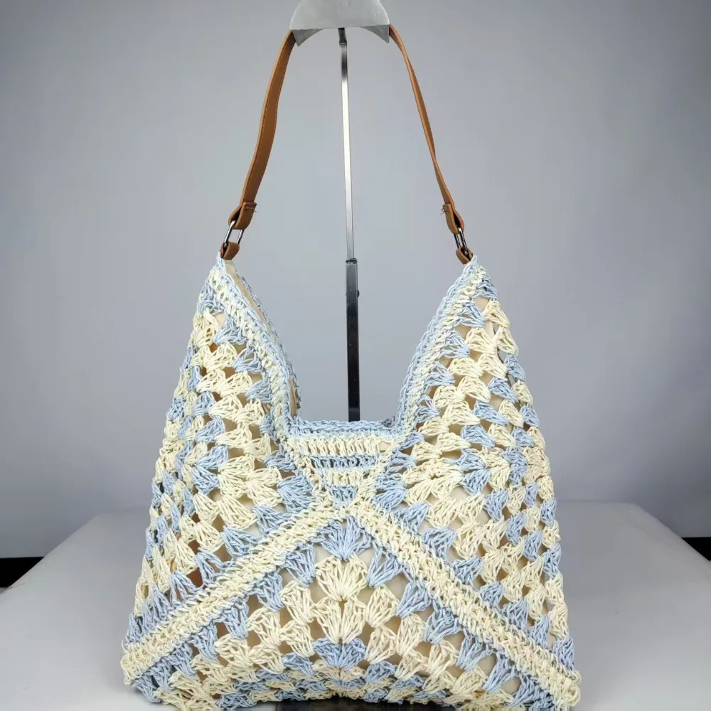 

Trendy Summer Straw Crochet Bag Leisure Beach Weave Shoulder Bag Casual Vacation Women's Handbags Travel