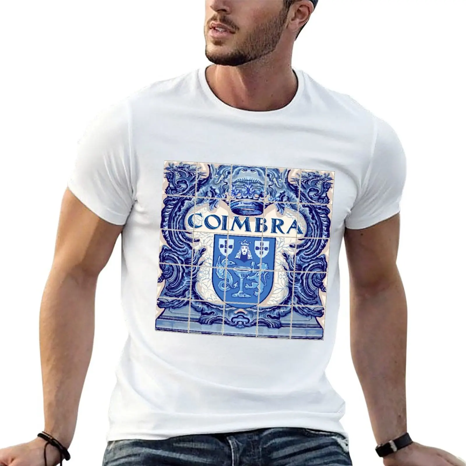 

Portugal Coimbra Azulejo Azulejos T-Shirt t shirts for man cotton printed t shirts for man T-Shirt