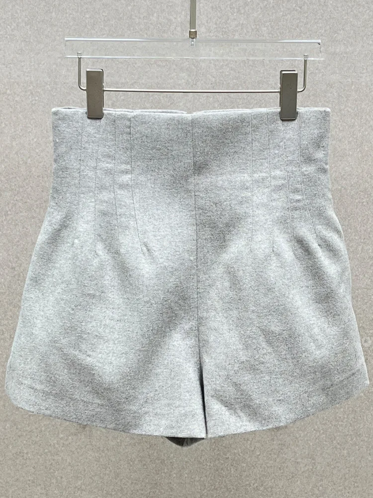 شورت نسائي بقصة ضيقة وخصر عالٍ كاجوال بأكمام قصيرة وجيب من الصوف Y2K