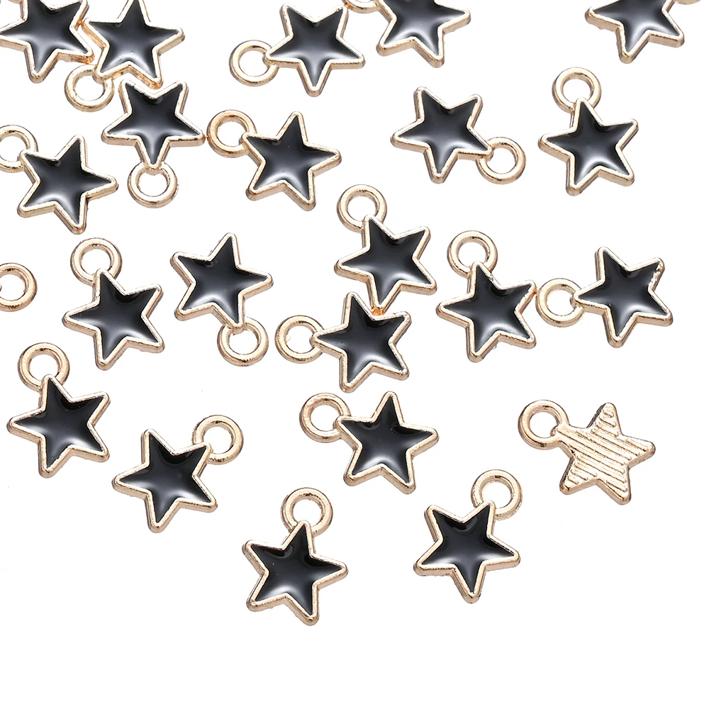 10/50pcs Multicolor Alloy Enamel Star Charms for DIY Jewellery