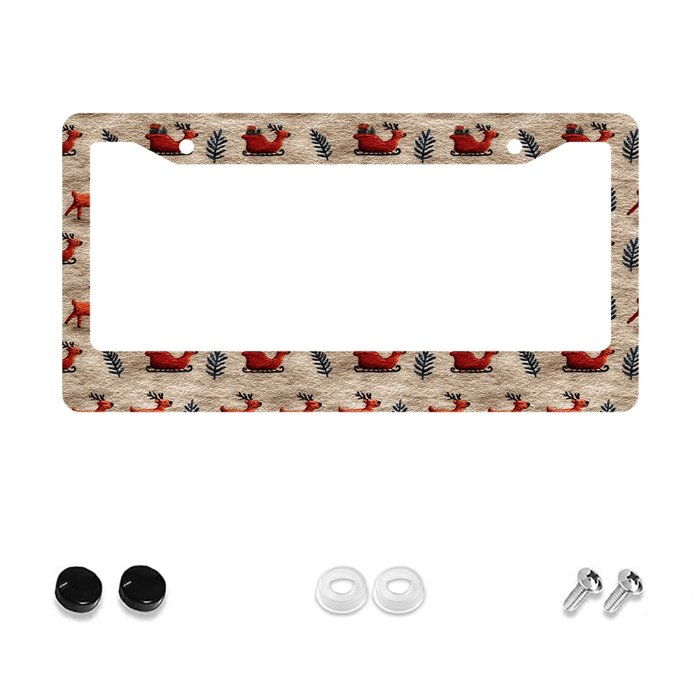 

1 шт., рамка номерного знака с 2 отверстиями в стиле ретро, красный Санта-сани, алюминиевый материал, 6x12 дюймов с комплектом винтов, новинка, декор автомобиля