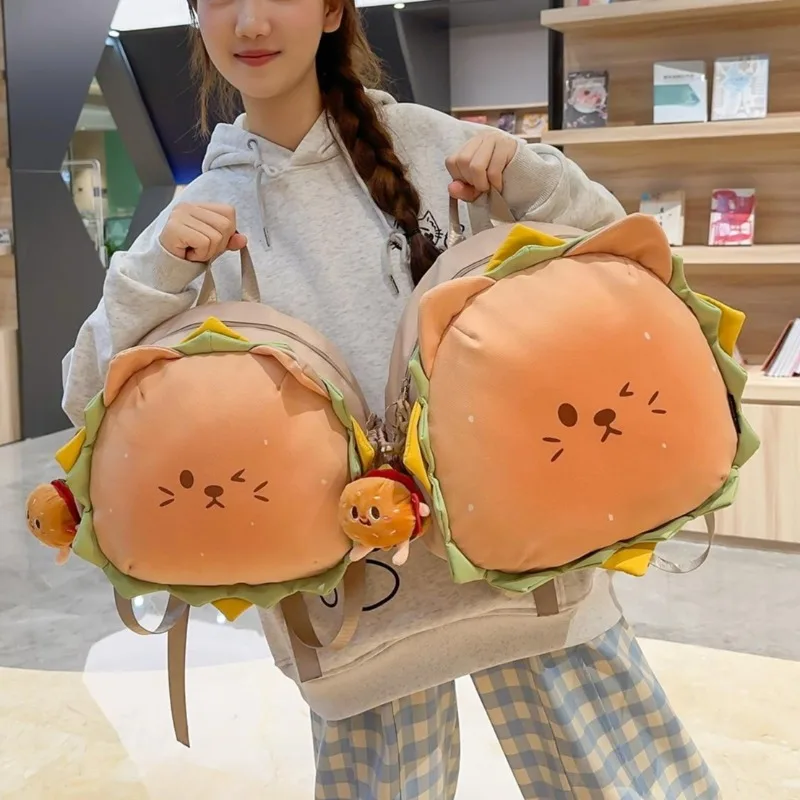 

Cute Hamburger Backpack for Women Cartoon Lightweight Travel Bag Children College Students School Bag for Class Commute Outings