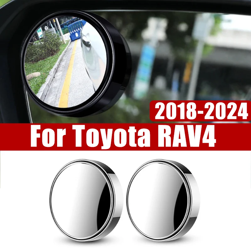 Blind Spot Mirrors For Toyota RAV4 XA50 Hybrid PHEV 2018-2024 Car Accessories Rearview Convex Round Frame Glass Angle Reverse