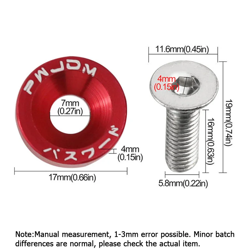 10set M6 JDM Screw License Plate Bolts Auto Accessories Car Modified Hex Fasteners Fender Washer Bumper Universal Fasteners ﻿