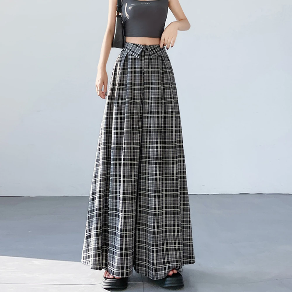 

Fashion Women Pants Women's Plaid Pants Loose Fit Pants for Daily Casual Wear Wide Leg Trousers Customize