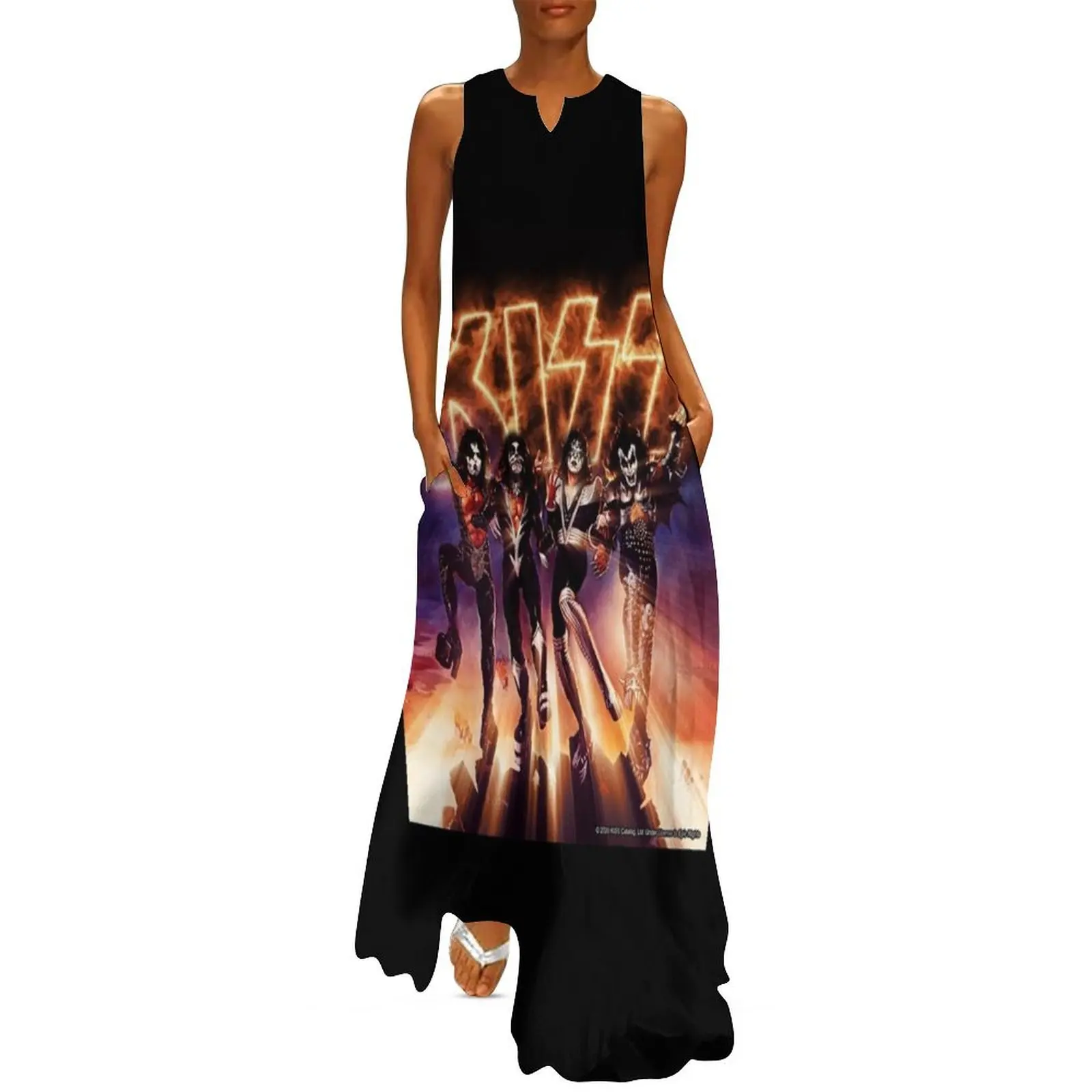 KISS ? the Band - Destroyer Fire Logo Long Dress Aesthetic clothing Elegant gown dresses for women 2025