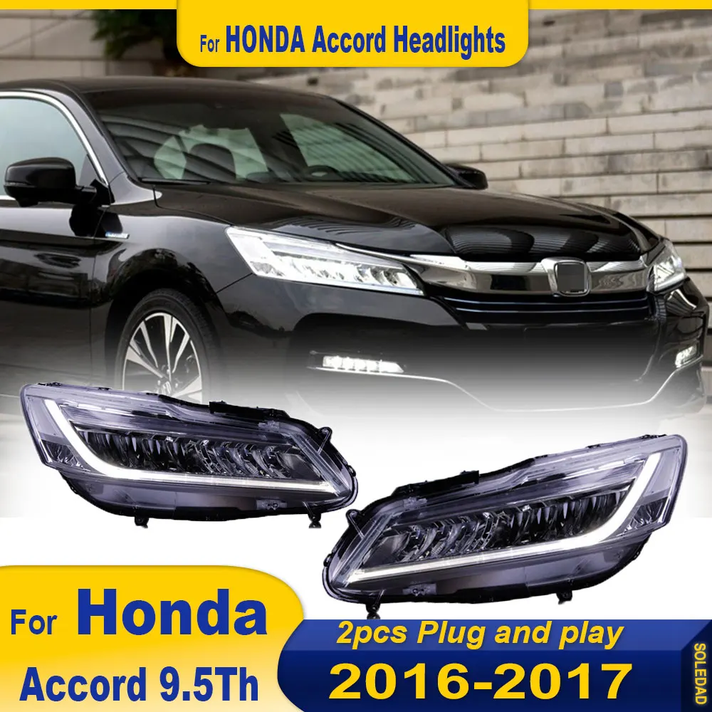 A pair Headlight For Honda Accord 9.5Th 2016-2017 LED Car HeadLamp Upgrade DRL Dynamic Signal Lamp HeadLamp Front light Assembly