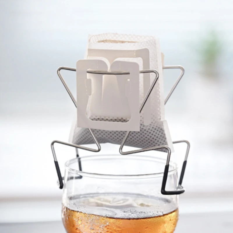 (.) Cafe Drip Bag Holder Stainless Steel Outdoor Japanese Style Hanging Ear Coffee Filter Holder Portable Stand