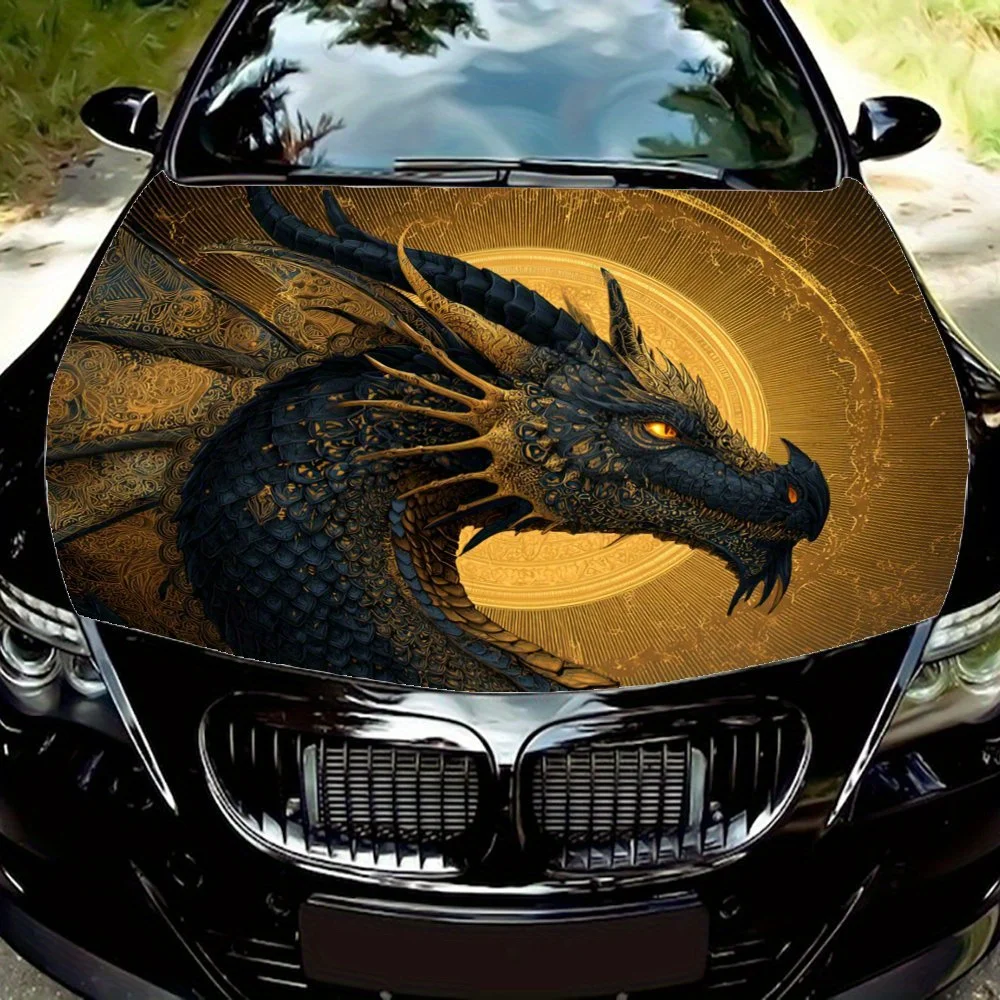 

Наклейка на капот автомобиля Golden Disc Black Dragon — прочная виниловая пленка из ПВХ для большинства автомобилей, защитная наклейка на крышку двигателя, автомобильная