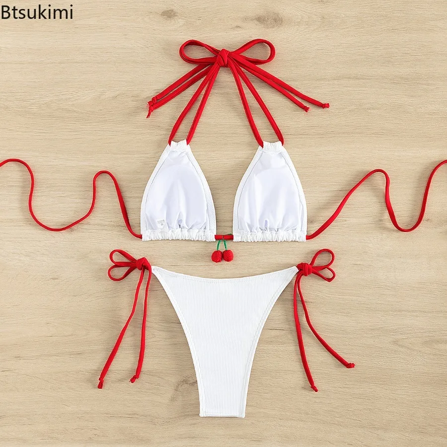 2025 ชุดว่ายน้ําฤดูร้อนชุดบิกินี่แฟชั่นเซ็กซี่บิกินี่ 2 ชิ้นชุดผู้หญิงLace Upแยกชุดว่ายน้ําเอวสูงบิกินี่ชายหาด