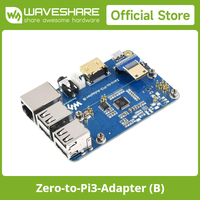 Waveshare Raspberry Pi Zero 2W To 3B Adapter, Alternative Solution For Raspberry Pi 3 Model B/B+ Onboard 4-ch USB Ports