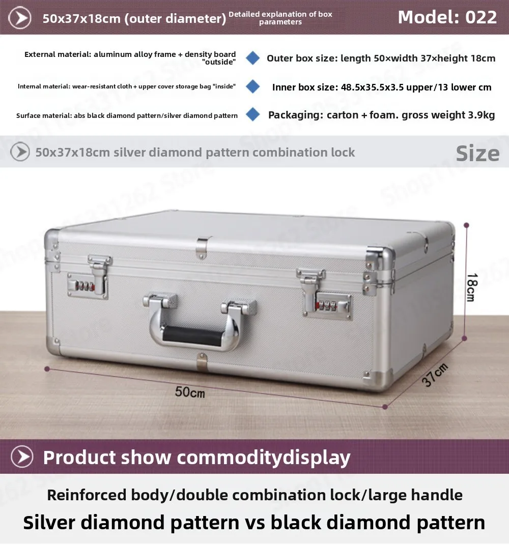 Portable Aluminum Alloy Combination Lock Tool Box Safe Case File Box Hardware Equipment Instrument Case Large Multi Functional