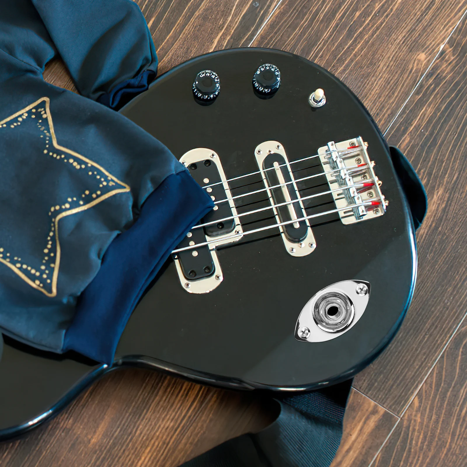 

Guitar Socket Plate Jack Electric Tool Board Bass Input Plates Silver Metal Guitars