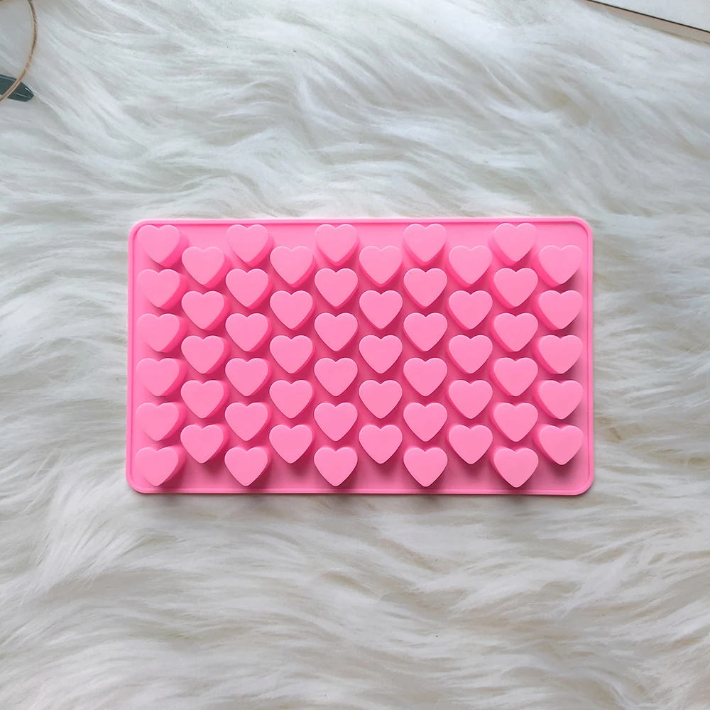 1pc 55 Holes 3D Ice Cube Tray Mini Heart Silicone Mold Chocolate Fondant Mould Pastry Jelly Biscuit Baking Cake Decoration Tools