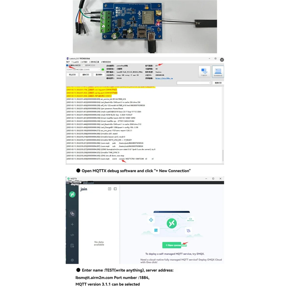 Module Air780E 4G vers RS232, Transmission de données, Module DTU USB5V/DC8-36V, prise en charge du micrologiciel et du développement LUATOS
