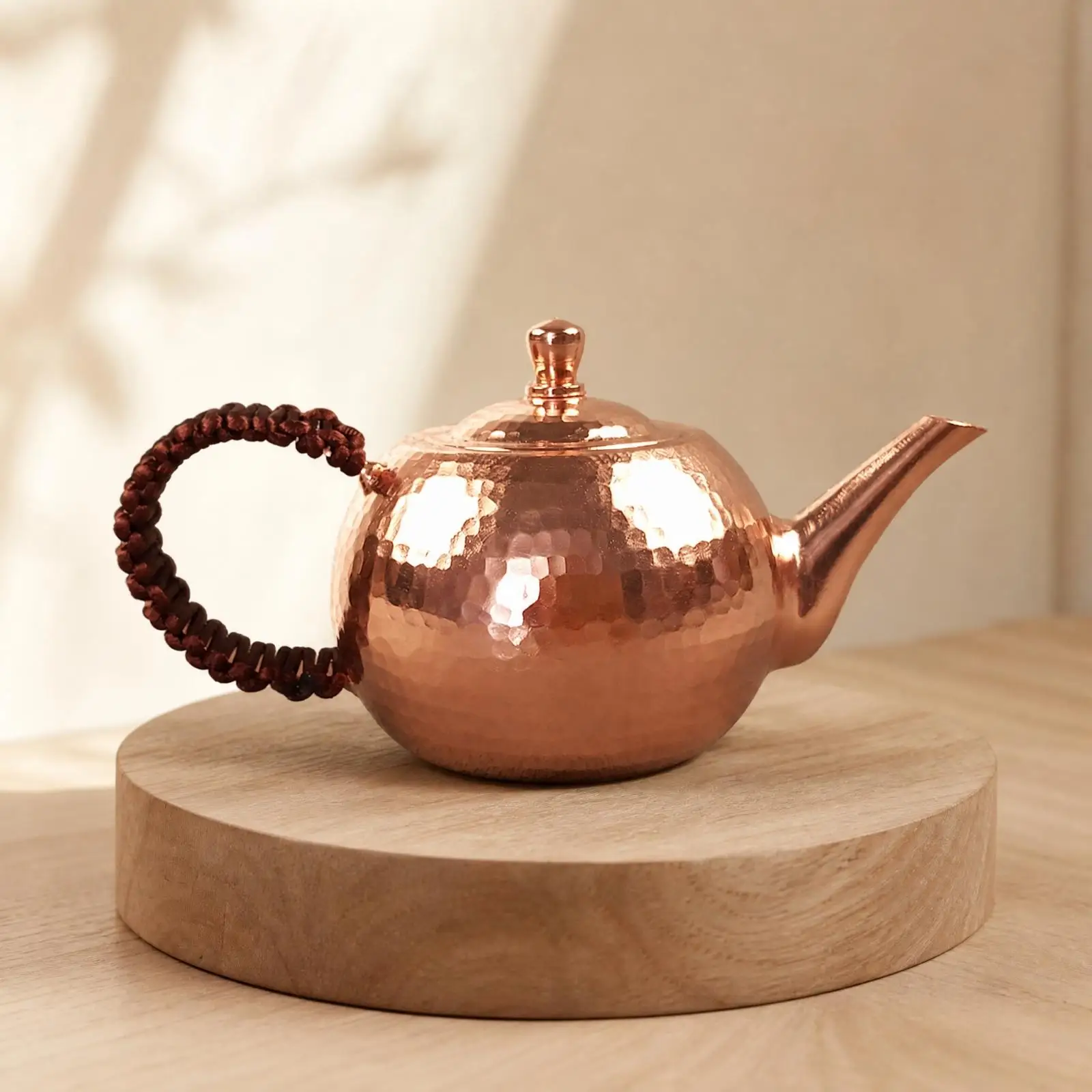 Handmade Copper Teapot for Electric Ceramic Cooktop Stovetop Kettle Long Pouring Spout Side Handle Tea Service Pot
