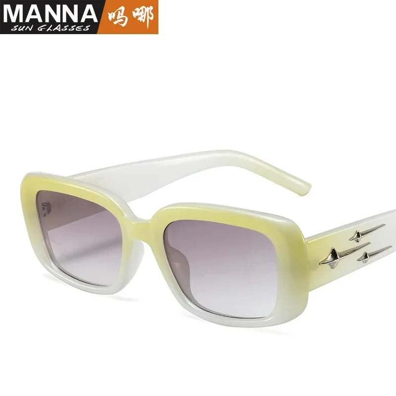 Tiktok موضة جديدة النظارات الشمسية صافي الأحمر النيزك مربع نظارات الرجال والنساء شخصية الشارع اطلاق النار النظارات الشمسية