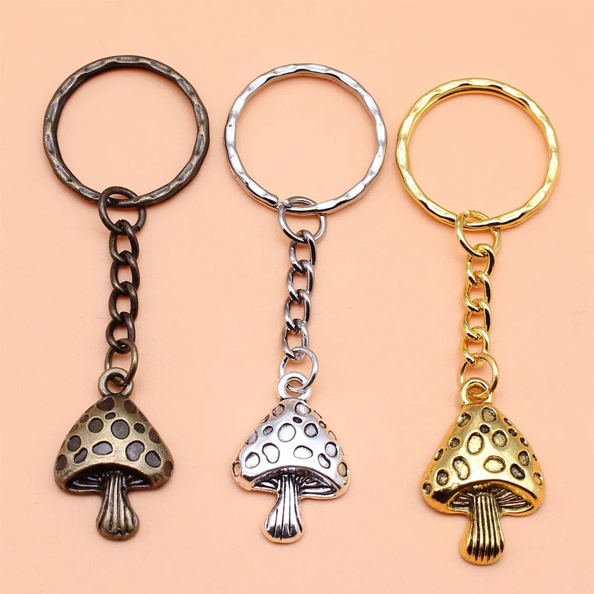 3pcs/set of 3 colors each 1 cute mushroom pendant key chain girls key chain pendant