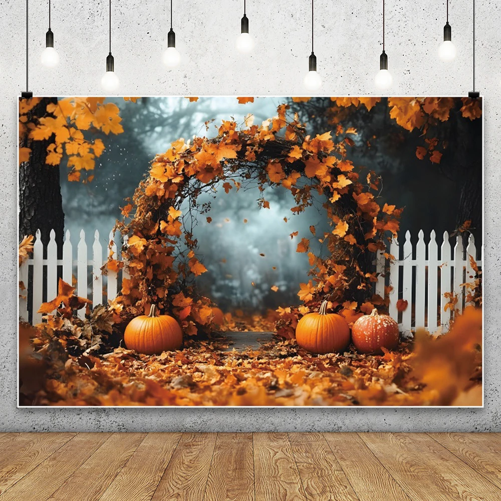 

Fall Forest Backdrop Autumn Harvest Thanksgiving Maple Leaves Baby Shower Birthday Party Decor Photography Background Banner