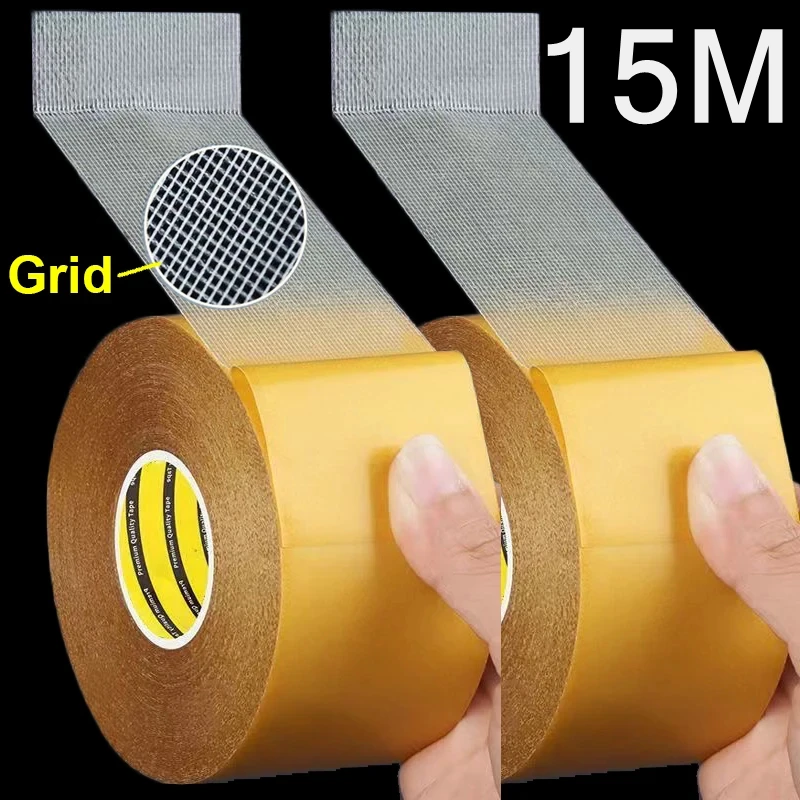 

5/10/15M Strong Fixation Double Sided Tape Translucent Mesh Waterproof Super Traceless Cloth Base High Viscosity Adhesive Tapes