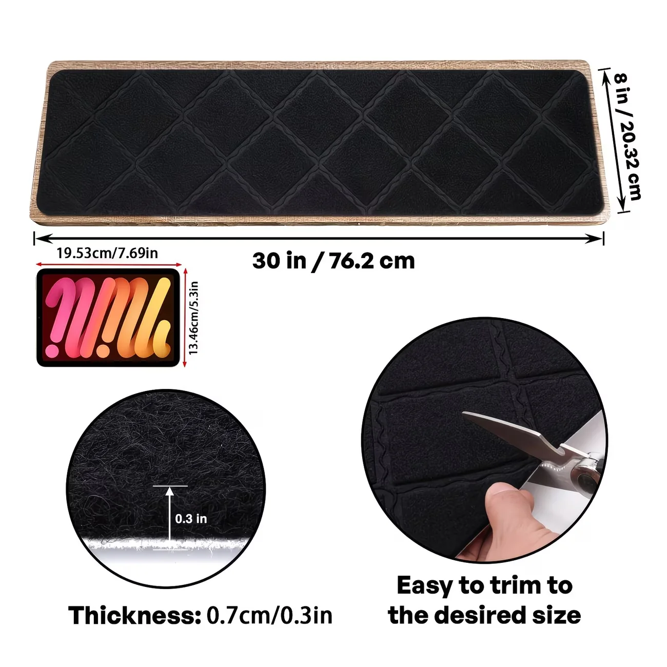 5pcs 76x20cm Stair Tread Carpet Mat Self-adhesive Floor Mat Door Mat Step Staircase Non Slip Pad Protection Cover Pads Home Deco