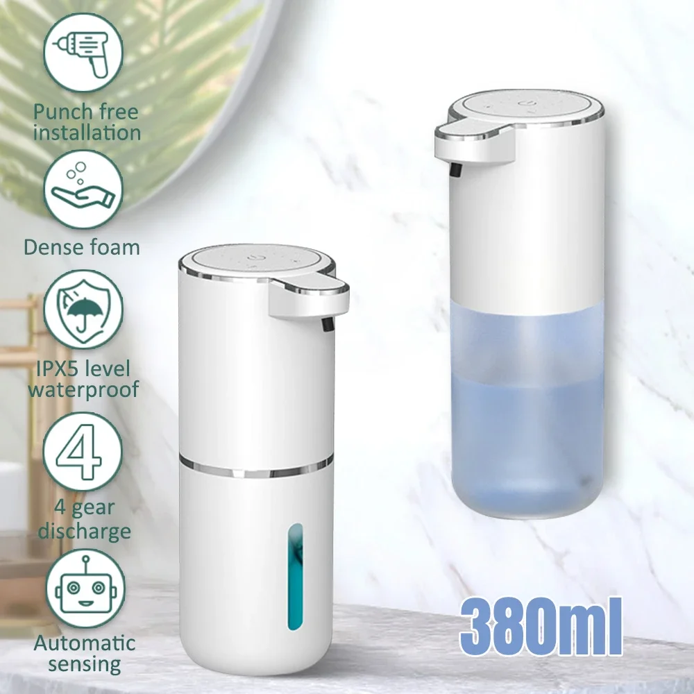 Automatic Soap Dispenser Touchless Foaming Soap Dispenser 380ml USB Rechargeable Electric 4 Level Adjustable Foam Soap Dispenser