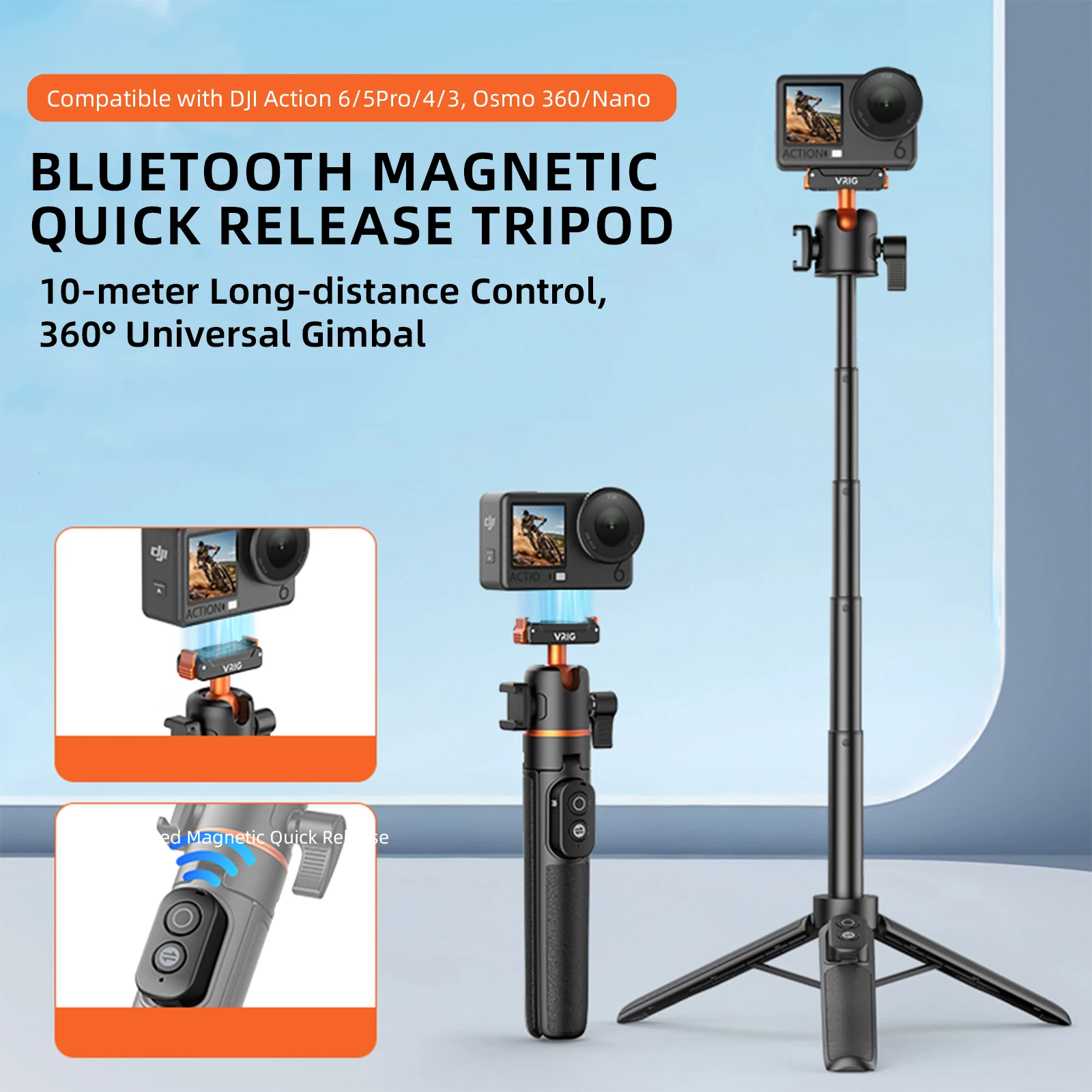 VRIG Click Quick Release Selfie Stick Tripod for DJI Osmo Ac