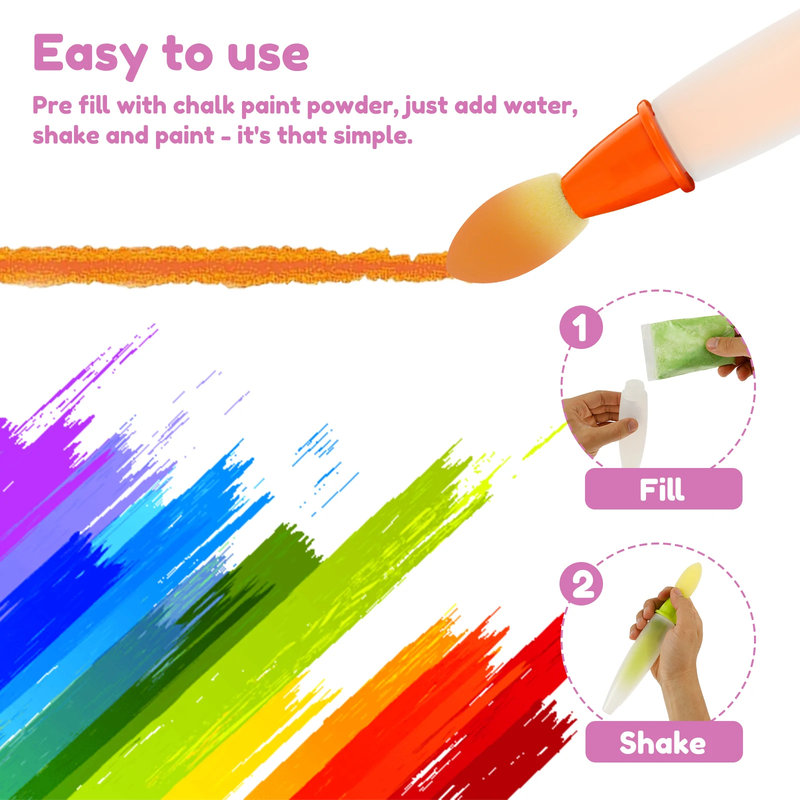 6Pcs Sidewalk Chalk Paint Brush Creative Outdoor Fun Art Tools Painting Supplies Versatile Paint Brush Chalk Set for Street Art image 3